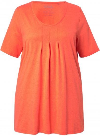 Ulla Popken Essential Front Pleat Tee Pink Coral - T-Shirts - T-Shirts für Damen