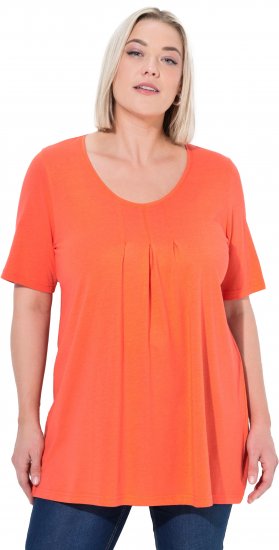 Ulla Popken Essential Front Pleat Tee Pink Coral - T-Shirts - T-Shirts für Damen