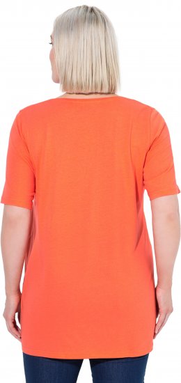 Ulla Popken Essential Front Pleat Tee Pink Coral - T-Shirts - T-Shirts für Damen