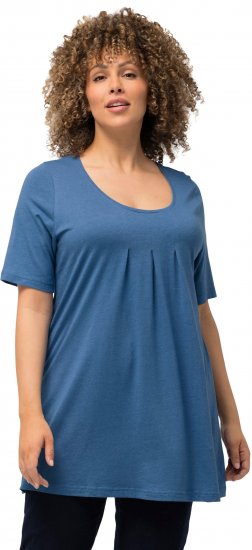 Ulla Popken Essential Front Pleat Tee Denim Blue - T-Shirts - 