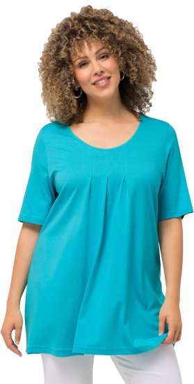 Ulla Popken Essential Front Pleat Tee Deep Aqua - T-Shirts - 