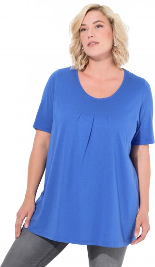 Ulla Popken Essential Front Pleat Tee Peacock Blue - T-Shirts - T-Shirts für Damen