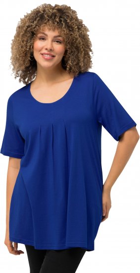 Ulla Popken Essential Front Pleat Tee Cobalt Blue - T-Shirts - 