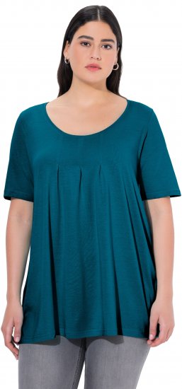 Ulla Popken Essential Front Pleat Tee Cerulean - T-Shirts - T-Shirts für Damen