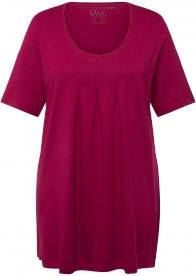 Ulla Popken Essential Front Pleat Tee Magnolia Red - T-Shirts - 