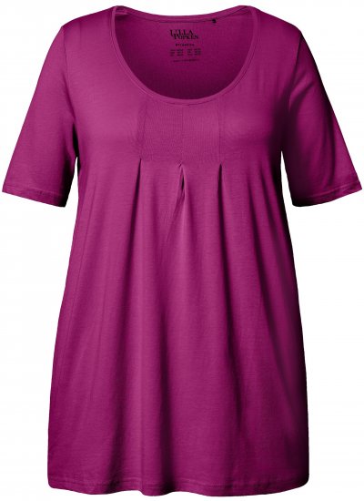Ulla Popken Essential Front Pleat Tee Berry - T-Shirts - T-Shirts für Damen