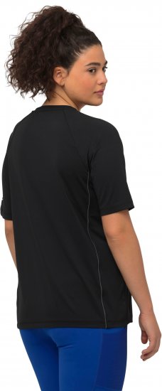 Ulla Popken Piping Accent Functional UVP 50+ Stretch Knit Top Black - T-Shirts - T-Shirts für Damen
