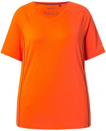 Ulla Popken Piping Accent Functional UVP 50+ Stretch Knit Top Orange Red - T-Shirts - T-Shirts für Damen