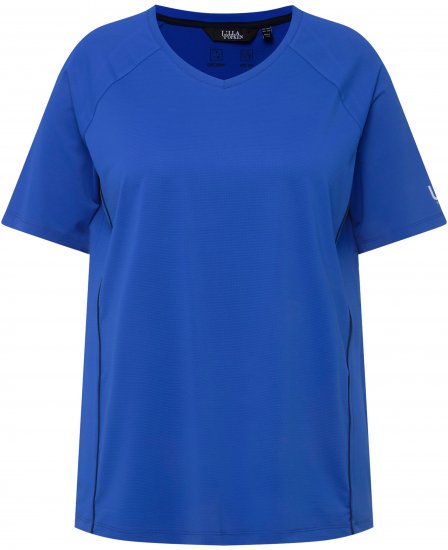 Ulla Popken Piping Accent Functional UVP 50+ Stretch Knit Top Royal Blue - T-Shirts - T-Shirts für Damen
