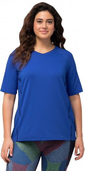 Ulla Popken Piping Accent Functional UVP 50+ Stretch Knit Top Royal Blue - T-Shirts - T-Shirts für Damen
