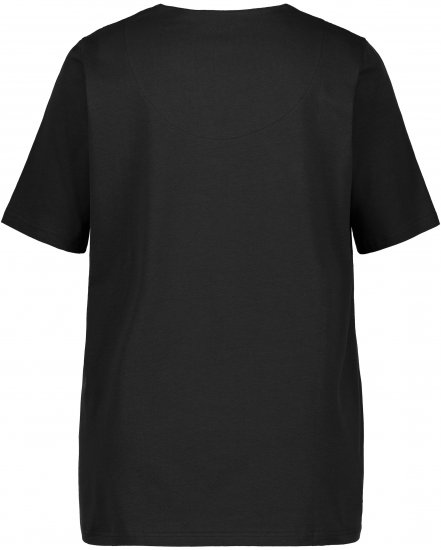 Ulla Popken Essential Notch Neck Stretch Tee Black - T-Shirts - 