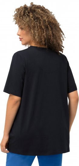Ulla Popken Essential Notch Neck Stretch Tee Navy Blue - T-Shirts - T-Shirts für Damen