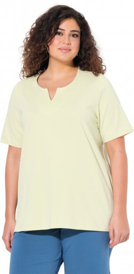 Ulla Popken Essential Notch Neck Stretch Tee Pistachio - T-Shirts - 
