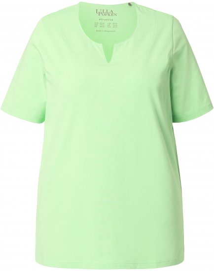 Ulla Popken Essential Notch Neck Stretch Tee Light Green - T-Shirts - T-Shirts für Damen