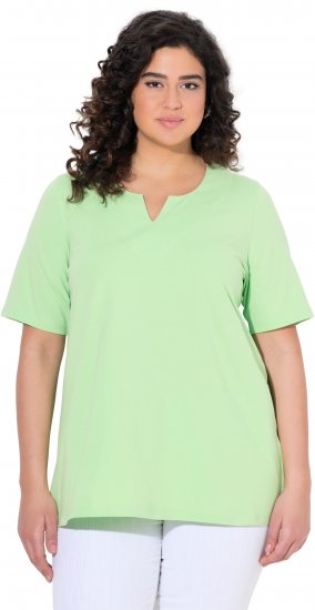 Ulla Popken Essential Notch Neck Stretch Tee Light Green - T-Shirts - T-Shirts für Damen