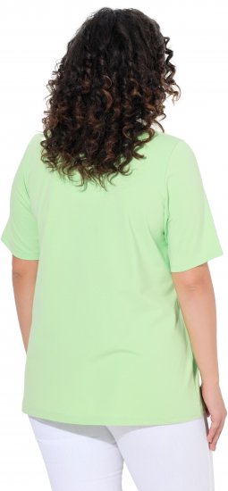 Ulla Popken Essential Notch Neck Stretch Tee Light Green - T-Shirts - T-Shirts für Damen