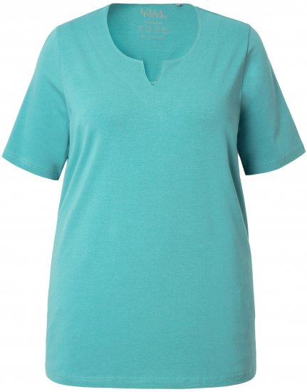 Ulla Popken Essential Notch Neck Stretch Tee Pale Green - T-Shirts - T-Shirts für Damen
