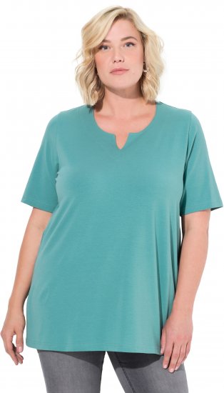 Ulla Popken Essential Notch Neck Stretch Tee Pale Green - T-Shirts - T-Shirts für Damen