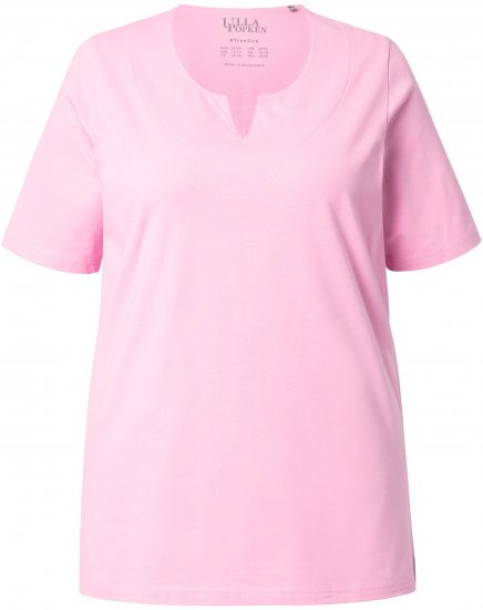 Ulla Popken Essential Notch Neck Stretch Tee Pink - T-Shirts - T-Shirts für Damen