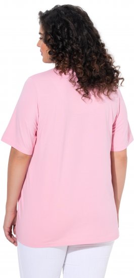 Ulla Popken Essential Notch Neck Stretch Tee Pink - T-Shirts - T-Shirts für Damen