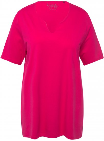 Ulla Popken Essential Notch Neck Stretch Tee Magenta Pink - T-Shirts - T-Shirts für Damen