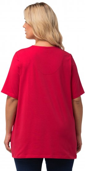 Ulla Popken Essential Notch Neck Stretch Tee Red - T-Shirts - 