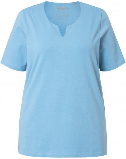 Ulla Popken Essential Notch Neck Stretch Tee Light Teal - T-Shirts - 