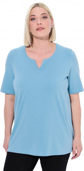 Ulla Popken Essential Notch Neck Stretch Tee Light Teal - T-Shirts - 