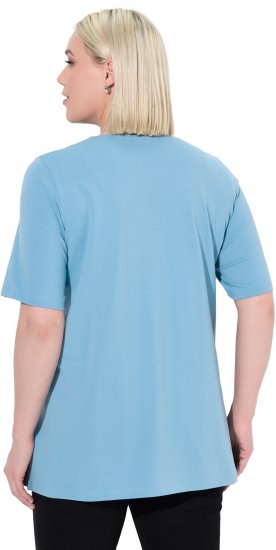 Ulla Popken Essential Notch Neck Stretch Tee Light Teal - T-Shirts - 