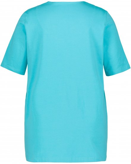 Ulla Popken Essential Notch Neck Stretch Tee Deep Aqua - T-Shirts - T-Shirts für Damen