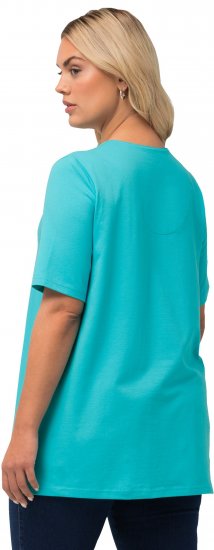 Ulla Popken Essential Notch Neck Stretch Tee Deep Aqua - T-Shirts - T-Shirts für Damen