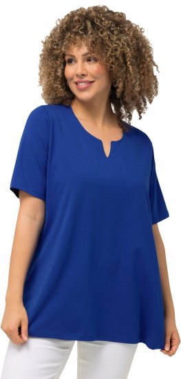 Ulla Popken Essential Notch Neck Stretch Tee Cobalt Blue - T-Shirts - 