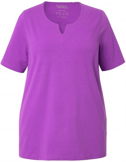 Ulla Popken Essential Notch Neck Stretch Tee Purple - T-Shirts - 