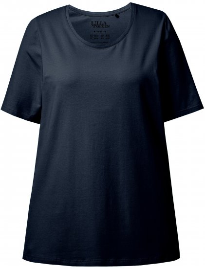 Ulla Popken Essential Round Neck Stretch Tee Navy Blue - T-Shirts - T-Shirts für Damen