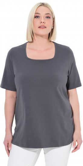 Ulla Popken Essential Square Neck Stretch Tee Graphite Grey - T-Shirts - 