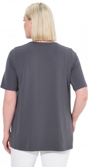Ulla Popken Essential Square Neck Stretch Tee Graphite Grey - T-Shirts - 