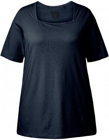 Ulla Popken Essential Square Neck Stretch Tee Navy Blue - T-Shirts - T-Shirts für Damen