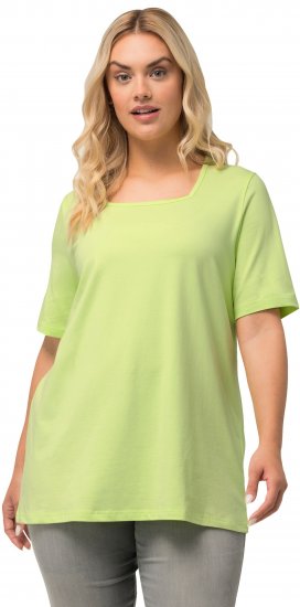 Ulla Popken Essential Square Neck Stretch Tee Lime Green - T-Shirts - 