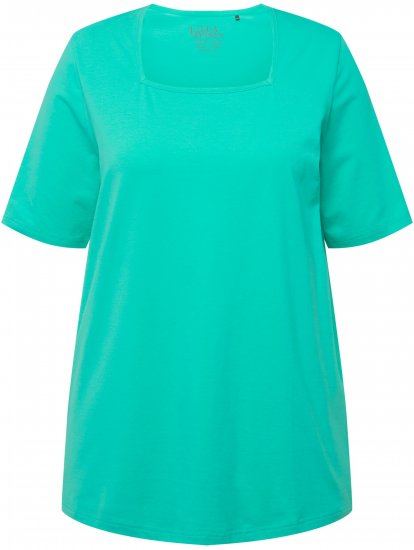 Ulla Popken Essential Square Neck Stretch Tee Turquoise Green - T-Shirts - T-Shirts für Damen
