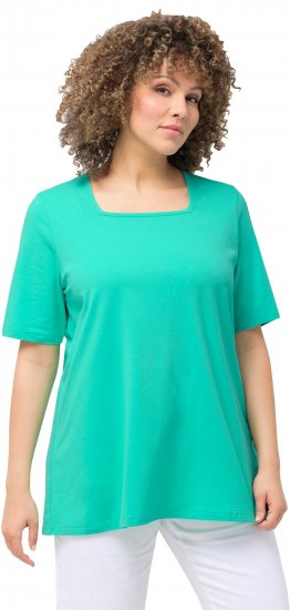 Ulla Popken Essential Square Neck Stretch Tee Turquoise Green - T-Shirts - T-Shirts für Damen
