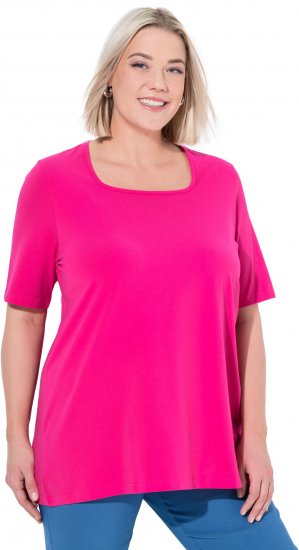 Ulla Popken Essential Square Neck Stretch Tee Magenta Pink - T-Shirts - T-Shirts für Damen