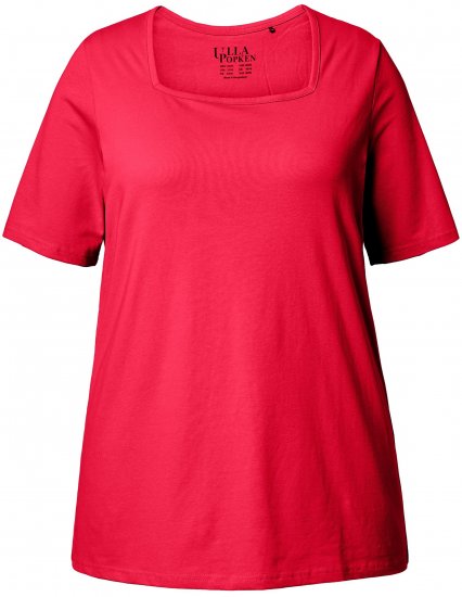 Ulla Popken Essential Square Neck Stretch Tee Red - T-Shirts - 