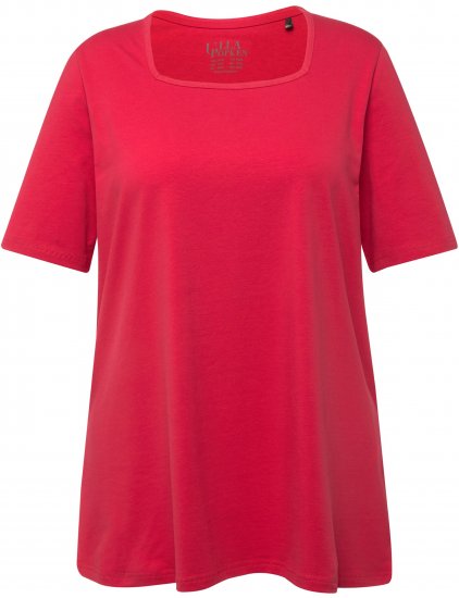Ulla Popken Essential Square Neck Stretch Tee Dark Pink - T-Shirts - 