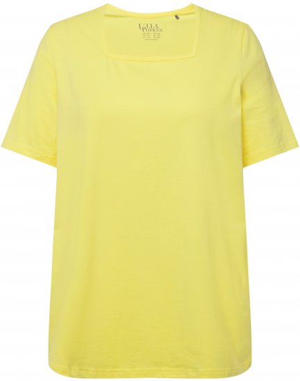 Ulla Popken Essential Square Neck Stretch Tee Lemon Yellow - T-Shirts - T-Shirts für Damen