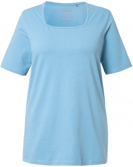 Ulla Popken Essential Square Neck Stretch Tee Light Teal - T-Shirts - T-Shirts für Damen