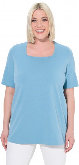 Ulla Popken Essential Square Neck Stretch Tee Light Teal - T-Shirts - T-Shirts für Damen