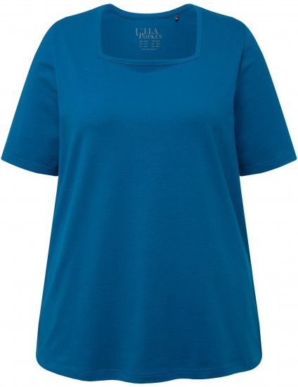 Ulla Popken Essential Square Neck Stretch Tee Medium Blue - T-Shirts - T-Shirts für Damen