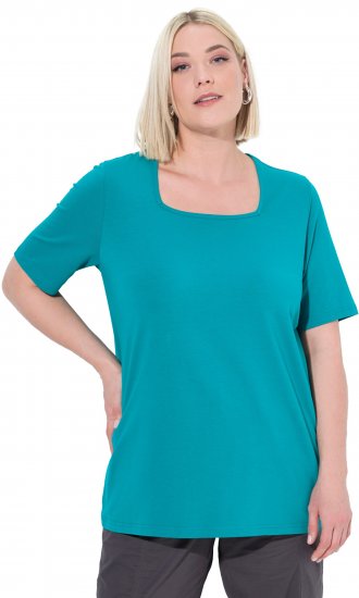 Ulla Popken Essential Square Neck Stretch Tee Teal - T-Shirts - T-Shirts für Damen