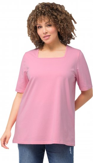 Ulla Popken Essential Square Neck Stretch Tee Light Pink - T-Shirts - T-Shirts für Damen