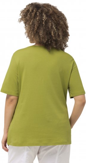Ulla Popken Double Layer Rounded V-Neck Slim Fit Tee Apple Green - T-Shirts - 